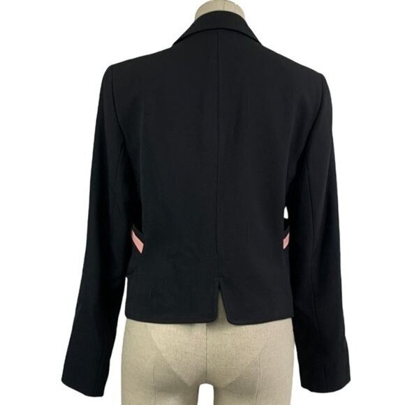 Harve Benard Women’s Cropped Tuxedo Blazer - Black/Pink, Size 8 - Picture 2 of 9